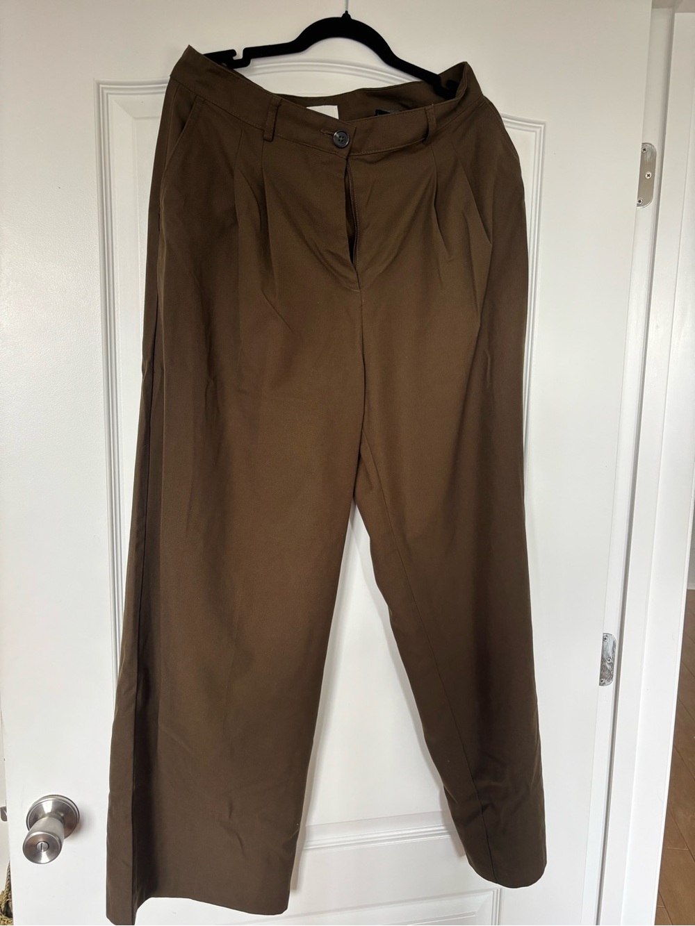 H&M Men's Olive Brown Pleated Chinos